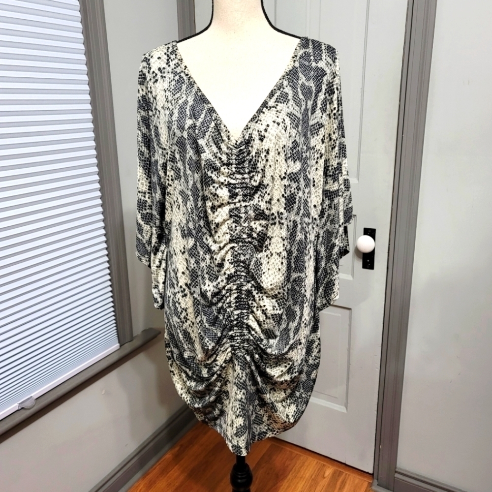 ASHLEY Stewart Ruched Snake Print Blouse